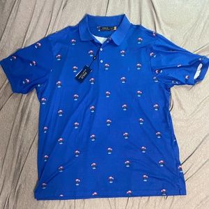 POLO RALPH LAUREN MENS BRAND NEW 2-BUTTON SOFT TOUCH SHIRT BLUE FLAMINGO 3XLT